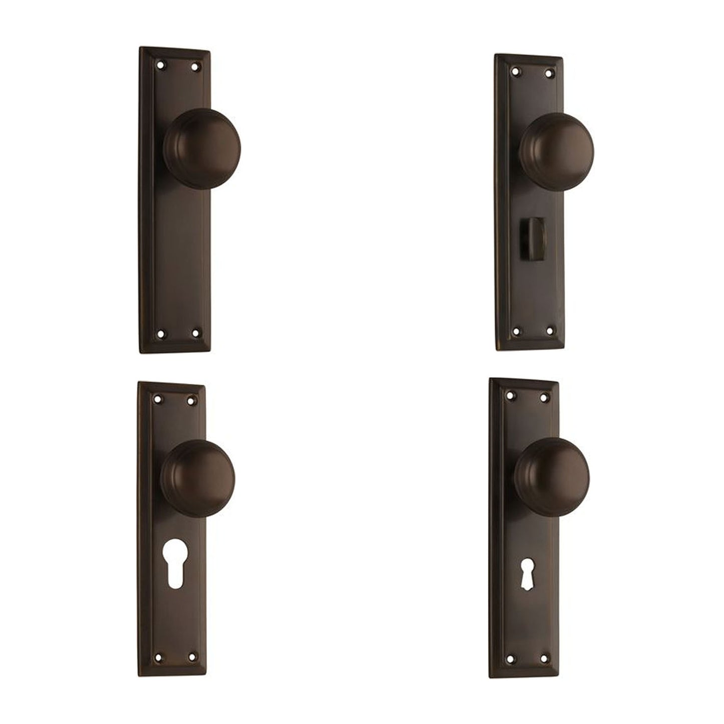 Tradco Richmond Door Knob on Long Backplate Antique Brass