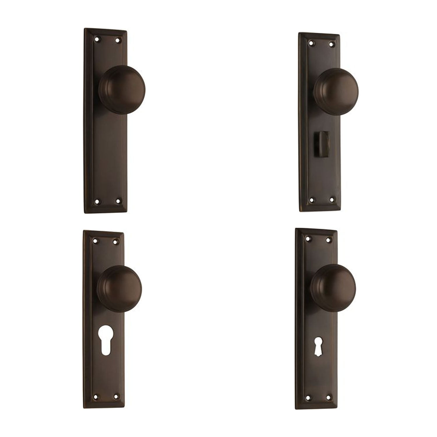 Tradco Richmond Door Knob on Long Backplate Antique Brass