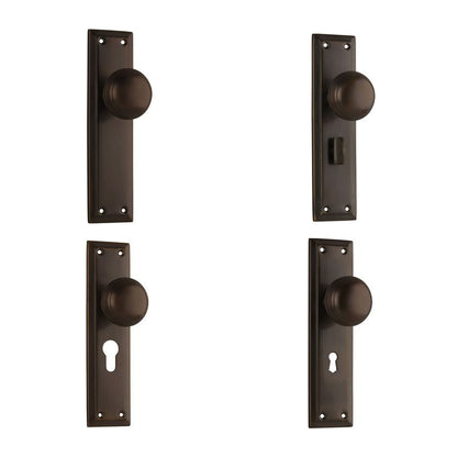 Tradco Richmond Door Knob on Long Backplate Antique Brass