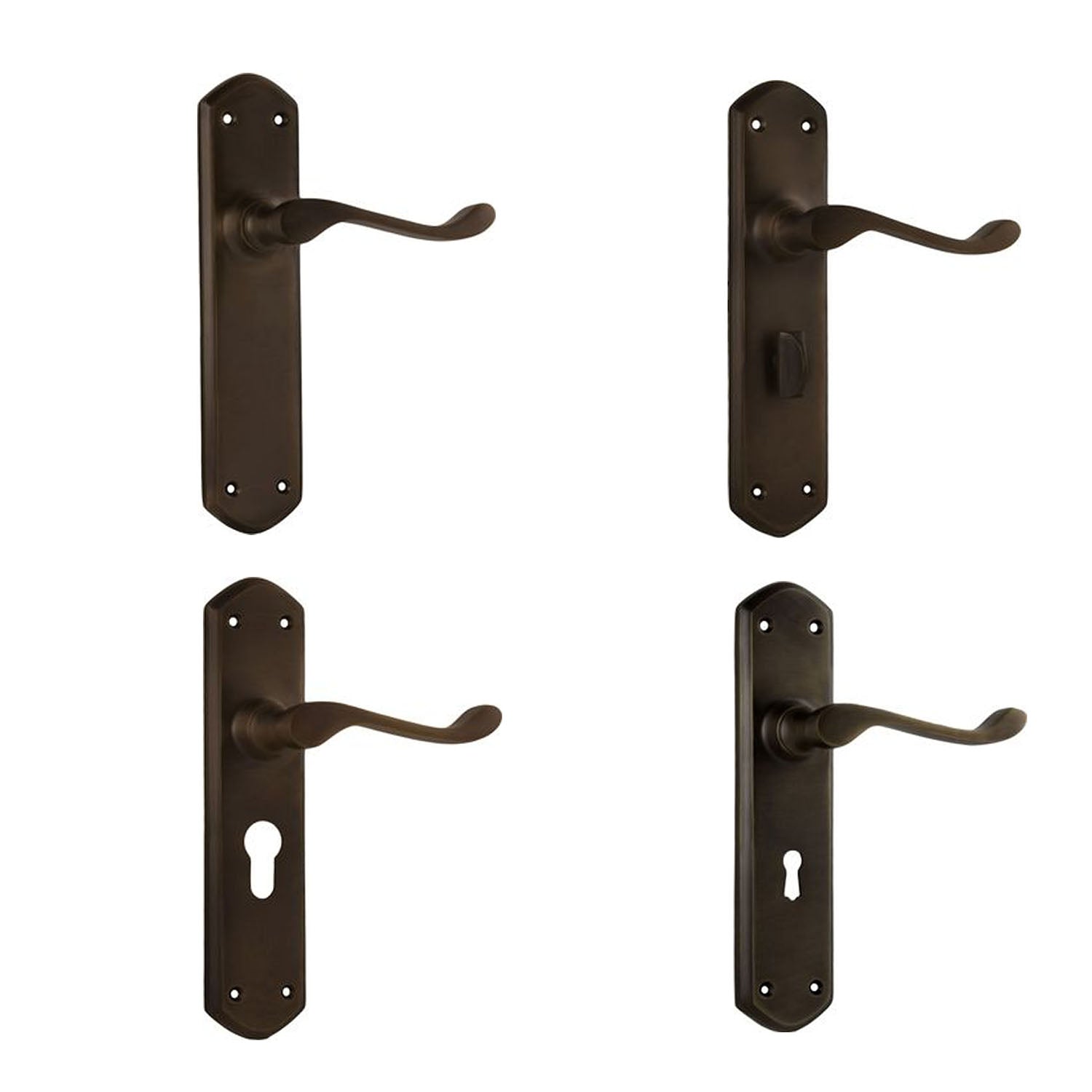 Tradco Windsor Door Lever Handle on Shouldered Backplate Antique Brass